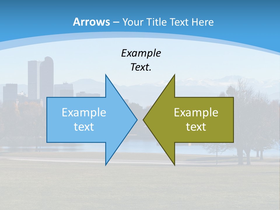 A Blue Landscape With Trees In The Foreground And A City In The Background PowerPoint Template