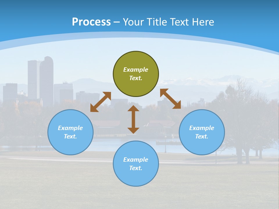 A Blue Landscape With Trees In The Foreground And A City In The Background PowerPoint Template