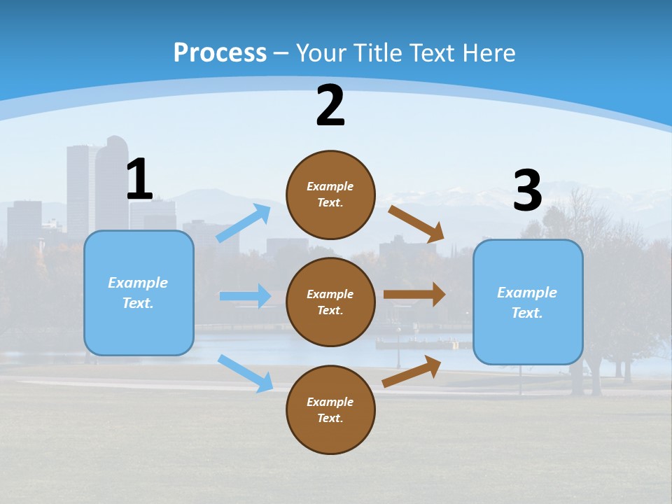A Blue Landscape With Trees In The Foreground And A City In The Background PowerPoint Template