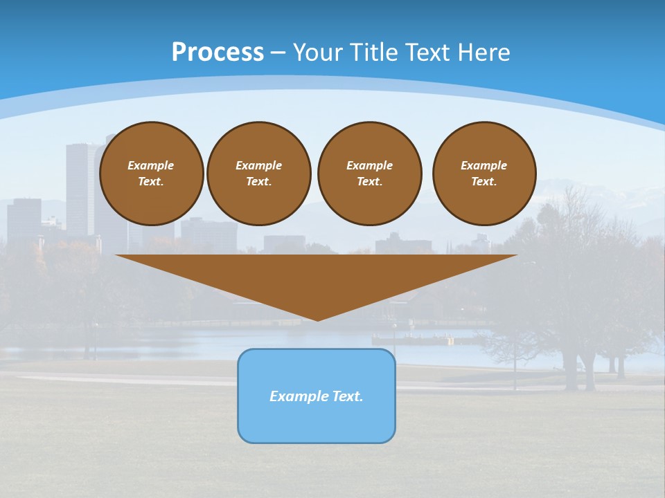 A Blue Landscape With Trees In The Foreground And A City In The Background PowerPoint Template