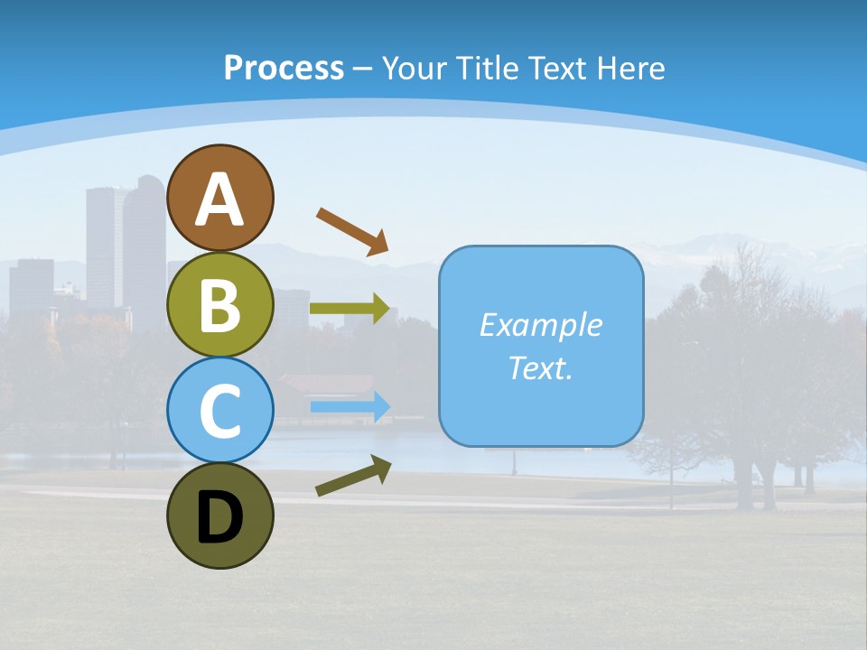 A Blue Landscape With Trees In The Foreground And A City In The Background PowerPoint Template