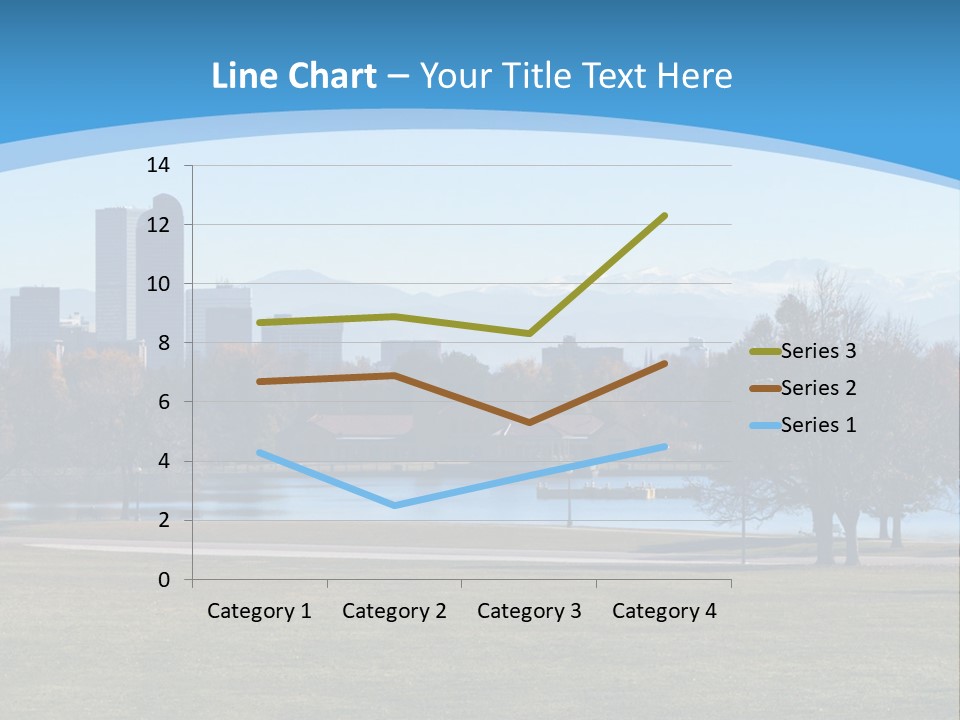 A Blue Landscape With Trees In The Foreground And A City In The Background PowerPoint Template