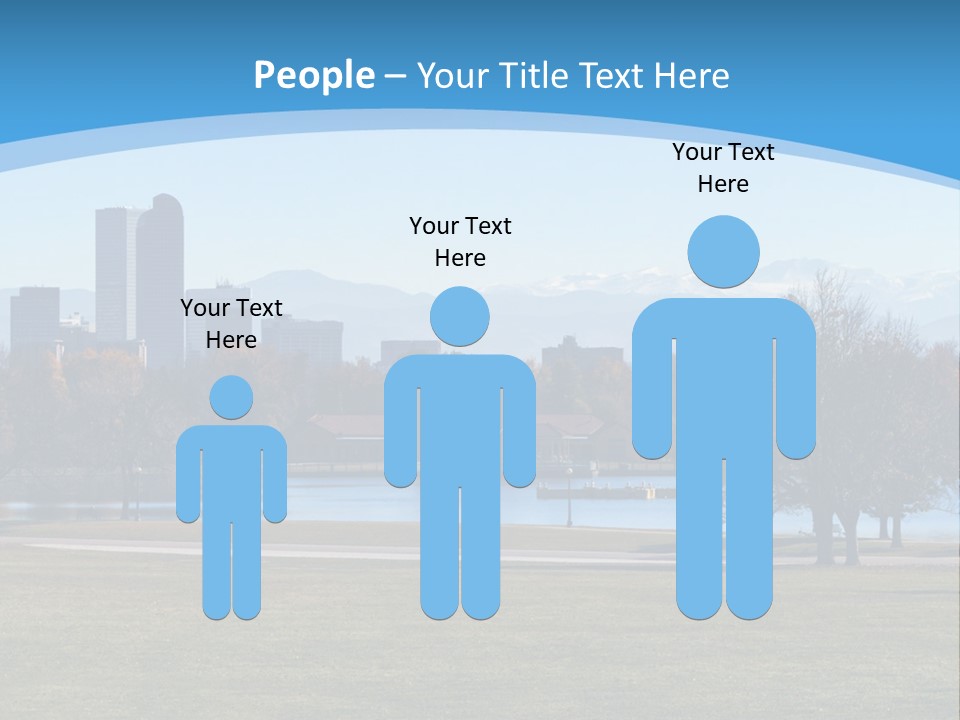 A Blue Landscape With Trees In The Foreground And A City In The Background PowerPoint Template