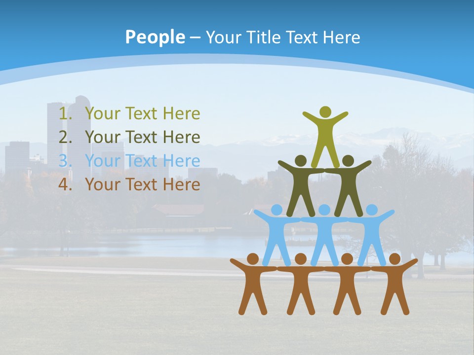 A Blue Landscape With Trees In The Foreground And A City In The Background PowerPoint Template