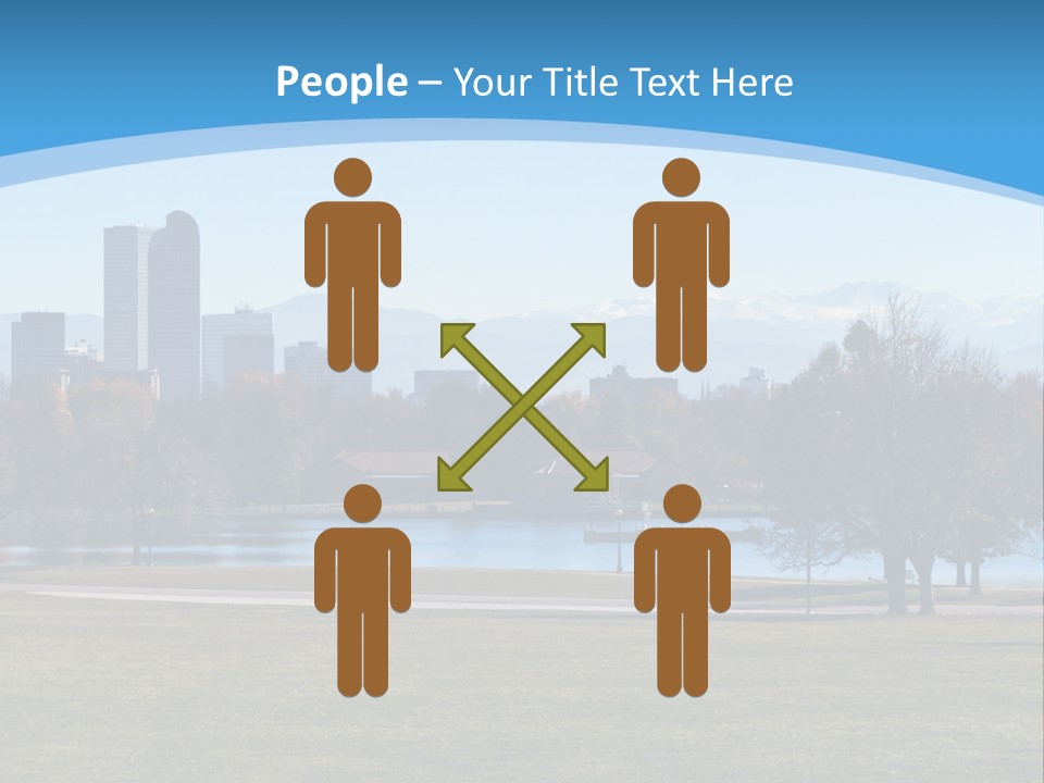 A Blue Landscape With Trees In The Foreground And A City In The Background PowerPoint Template