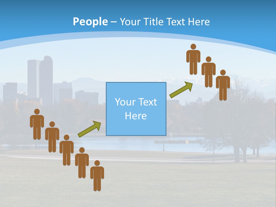 A Blue Landscape With Trees In The Foreground And A City In The Background PowerPoint Template