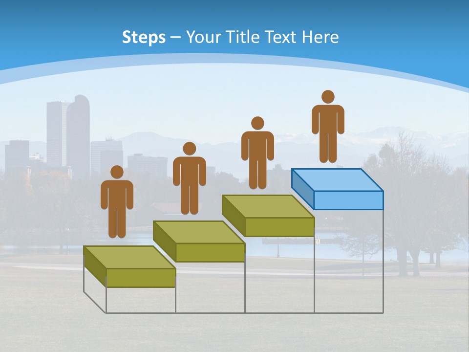 A Blue Landscape With Trees In The Foreground And A City In The Background PowerPoint Template