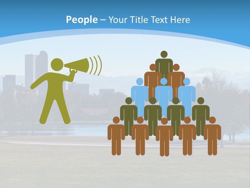 A Blue Landscape With Trees In The Foreground And A City In The Background PowerPoint Template