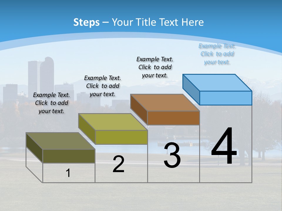 A Blue Landscape With Trees In The Foreground And A City In The Background PowerPoint Template