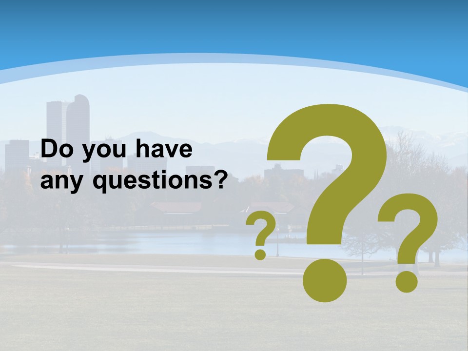 A Blue Landscape With Trees In The Foreground And A City In The Background PowerPoint Template