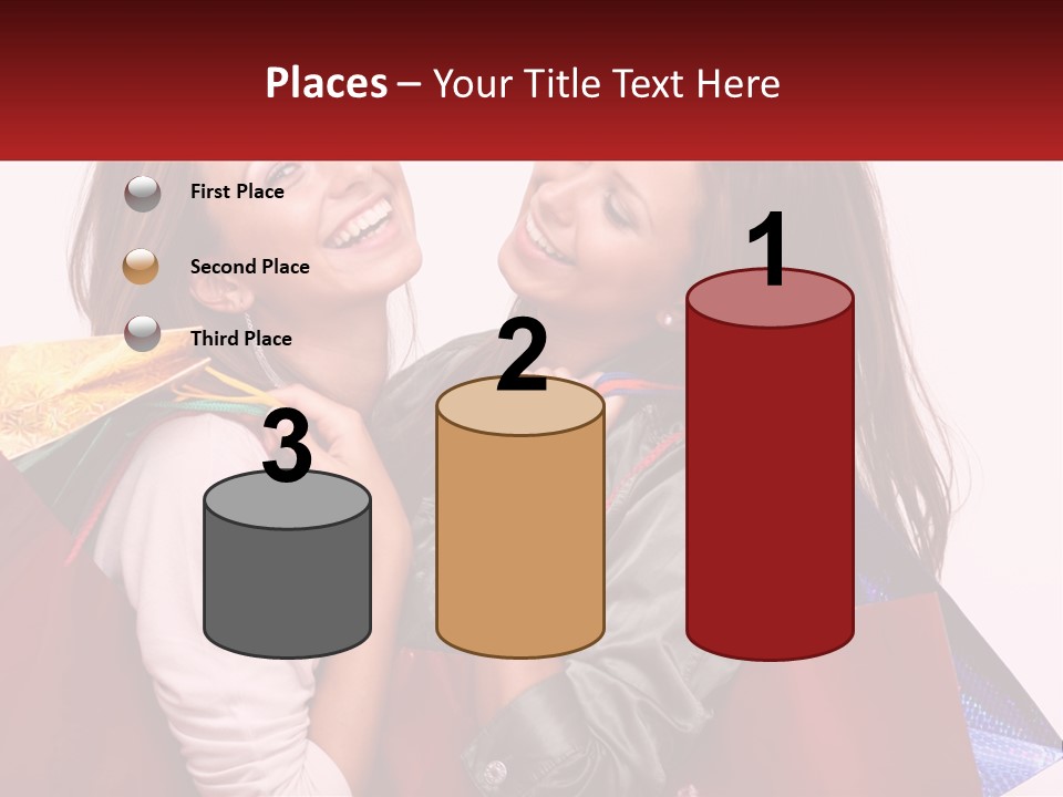 Two Young Women Are Holding Shopping Bags And Smiling PowerPoint Template