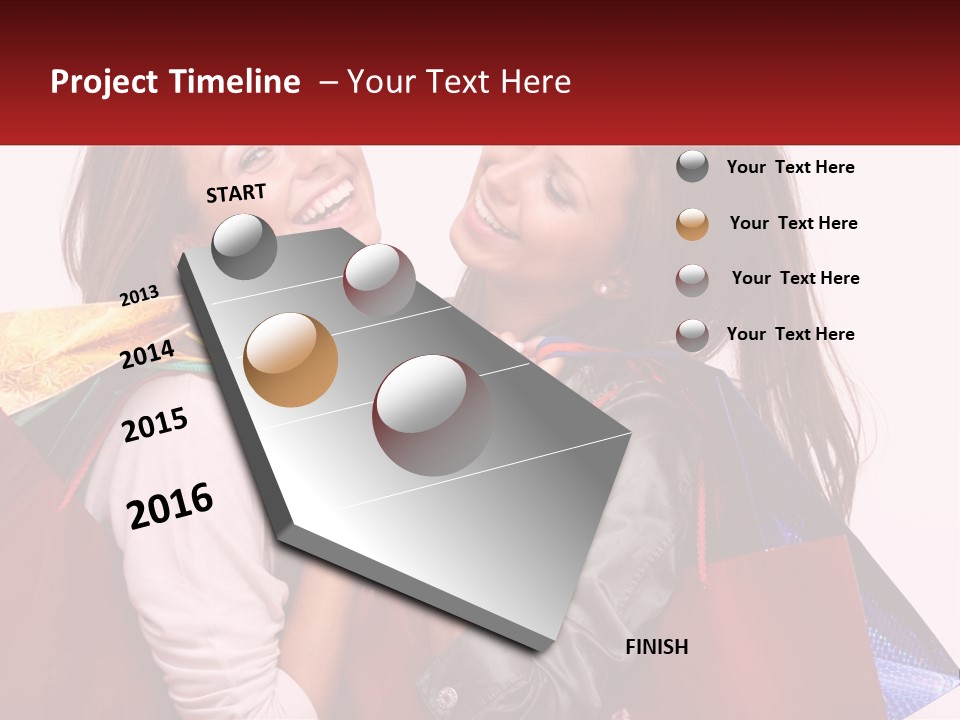 Two Young Women Are Holding Shopping Bags And Smiling PowerPoint Template