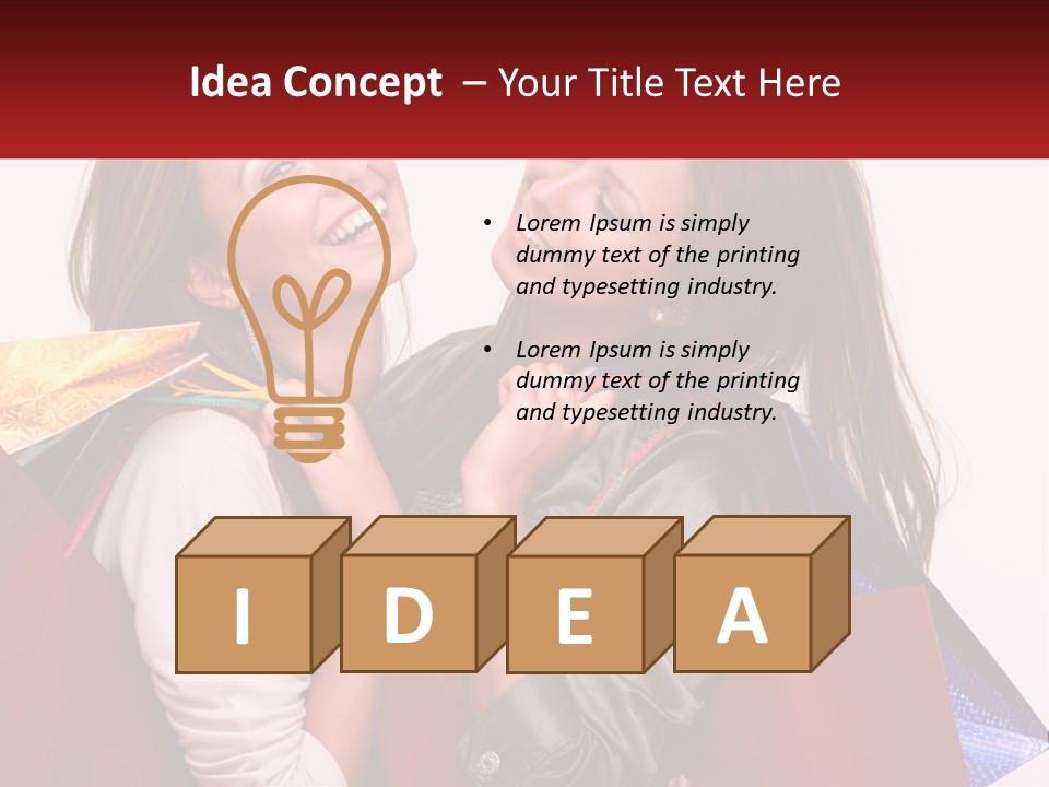 Two Young Women Are Holding Shopping Bags And Smiling PowerPoint Template