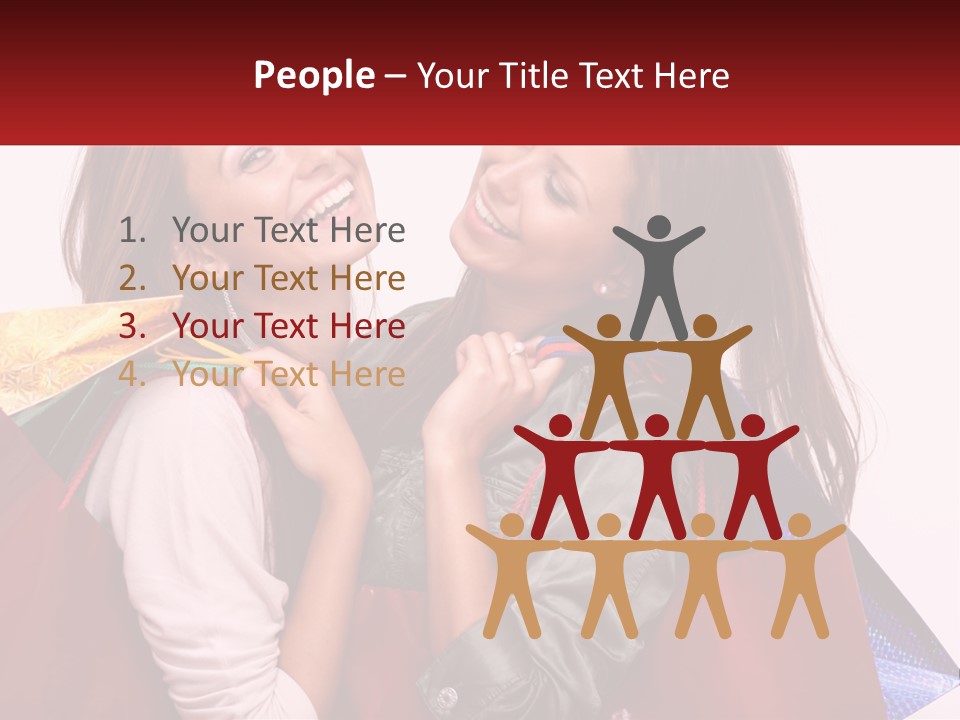 Two Young Women Are Holding Shopping Bags And Smiling PowerPoint Template