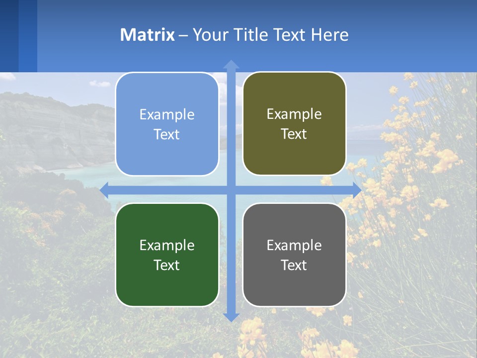 A Beautiful Blue Ocean With Yellow Flowers In The Foreground PowerPoint Template