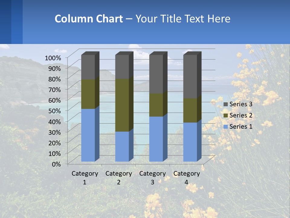 A Beautiful Blue Ocean With Yellow Flowers In The Foreground PowerPoint Template