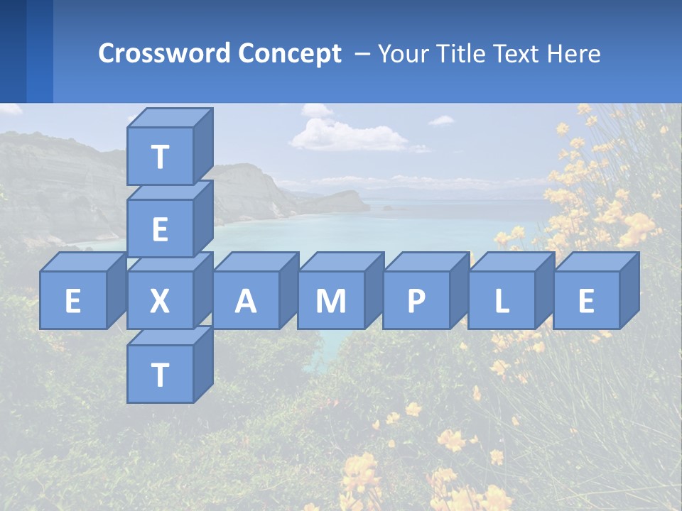 A Beautiful Blue Ocean With Yellow Flowers In The Foreground PowerPoint Template