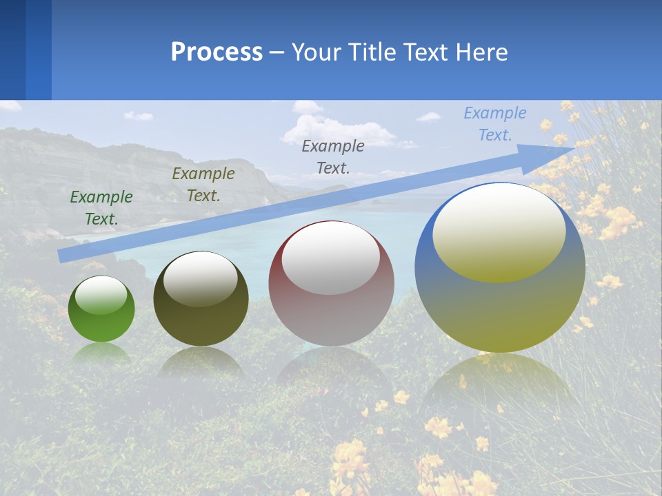 A Beautiful Blue Ocean With Yellow Flowers In The Foreground PowerPoint Template