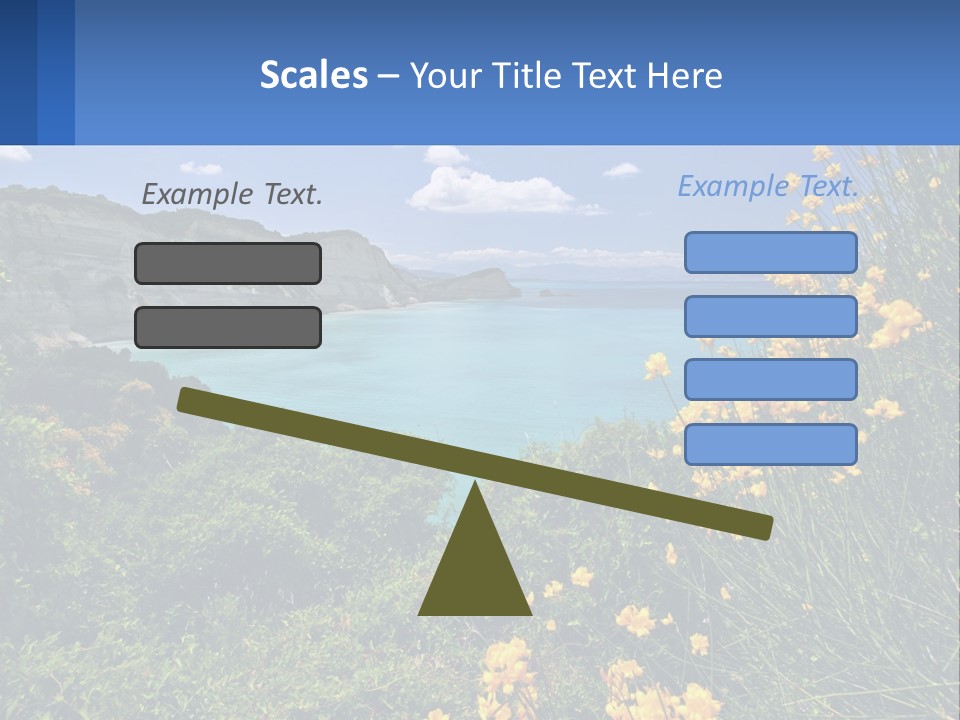 A Beautiful Blue Ocean With Yellow Flowers In The Foreground PowerPoint Template