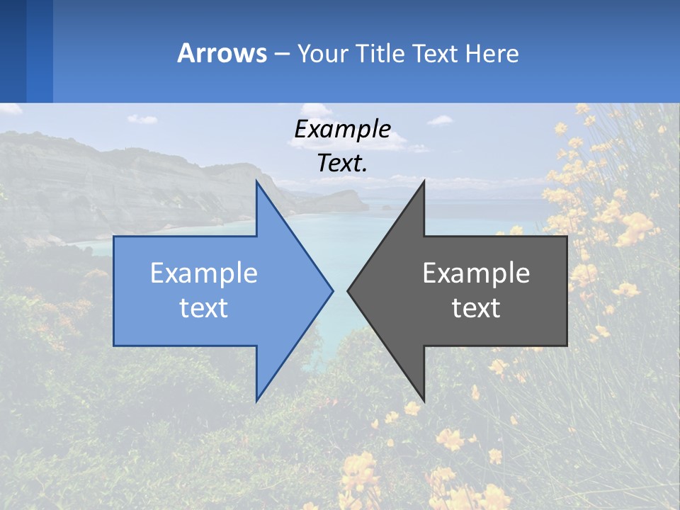 A Beautiful Blue Ocean With Yellow Flowers In The Foreground PowerPoint Template