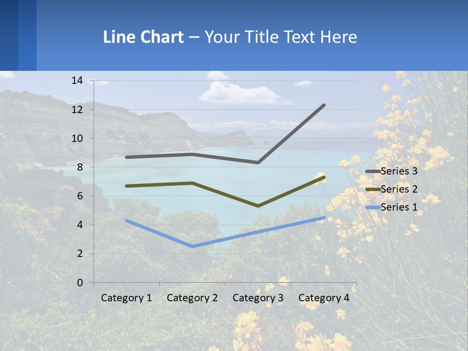 A Beautiful Blue Ocean With Yellow Flowers In The Foreground PowerPoint Template