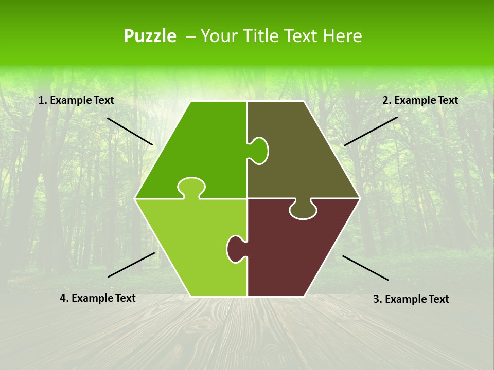 A Wooden Deck In A Forest With The Sun Shining Through The Trees PowerPoint Template