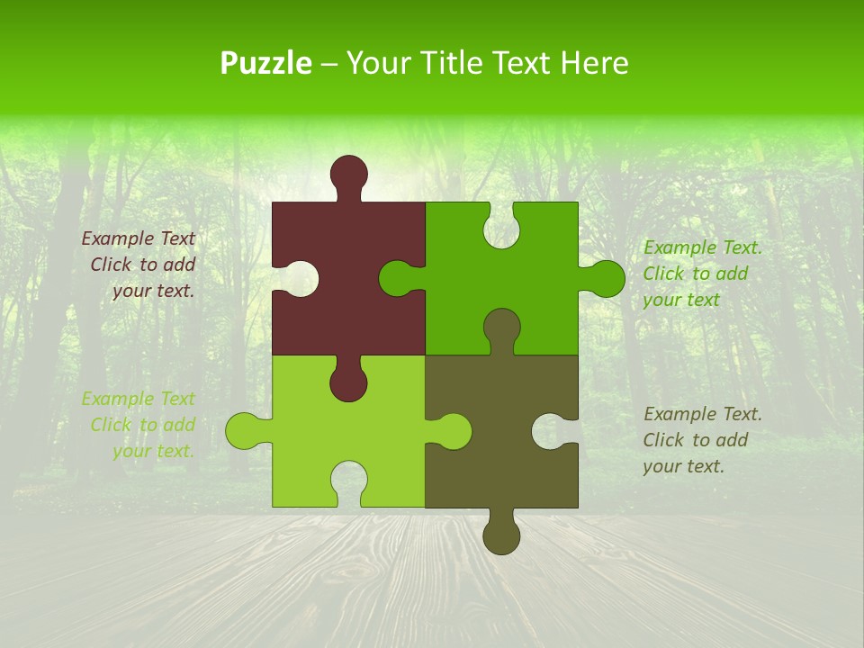 A Wooden Deck In A Forest With The Sun Shining Through The Trees PowerPoint Template