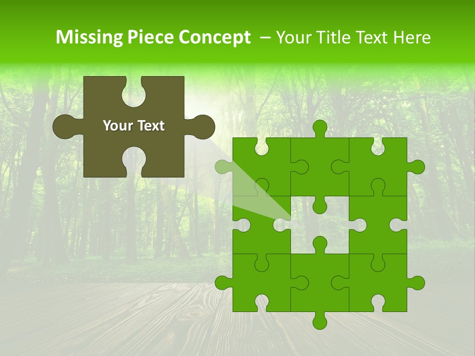 A Wooden Deck In A Forest With The Sun Shining Through The Trees PowerPoint Template