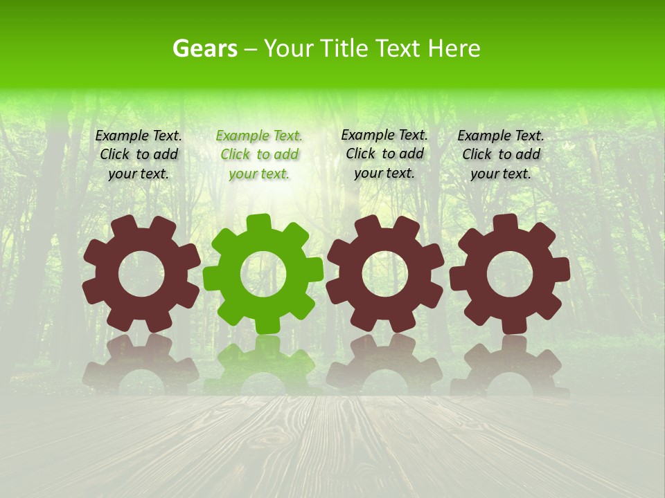 A Wooden Deck In A Forest With The Sun Shining Through The Trees PowerPoint Template