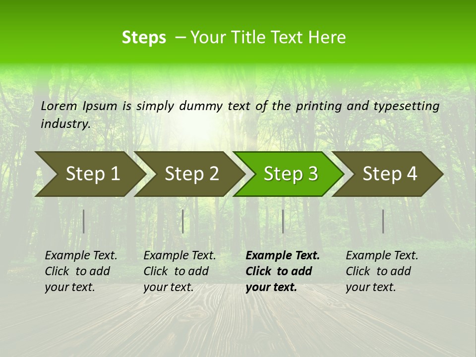 A Wooden Deck In A Forest With The Sun Shining Through The Trees PowerPoint Template