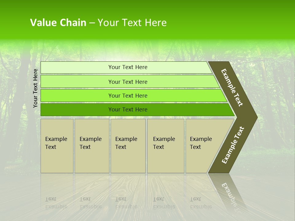 A Wooden Deck In A Forest With The Sun Shining Through The Trees PowerPoint Template