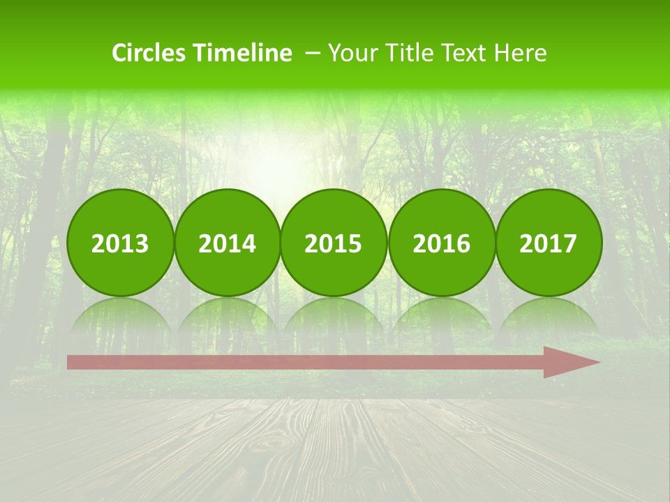 A Wooden Deck In A Forest With The Sun Shining Through The Trees PowerPoint Template