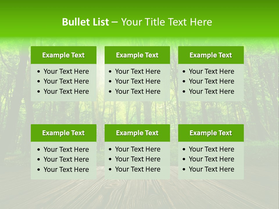 A Wooden Deck In A Forest With The Sun Shining Through The Trees PowerPoint Template