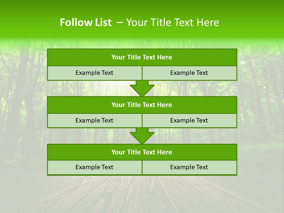 A Wooden Deck In A Forest With The Sun Shining Through The Trees PowerPoint Template