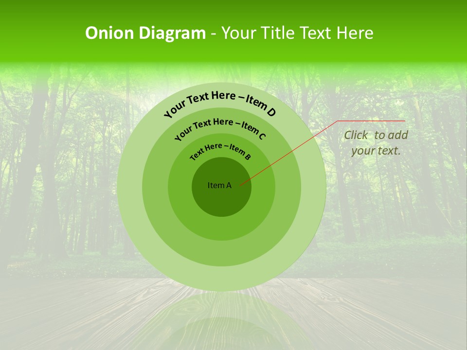 A Wooden Deck In A Forest With The Sun Shining Through The Trees PowerPoint Template
