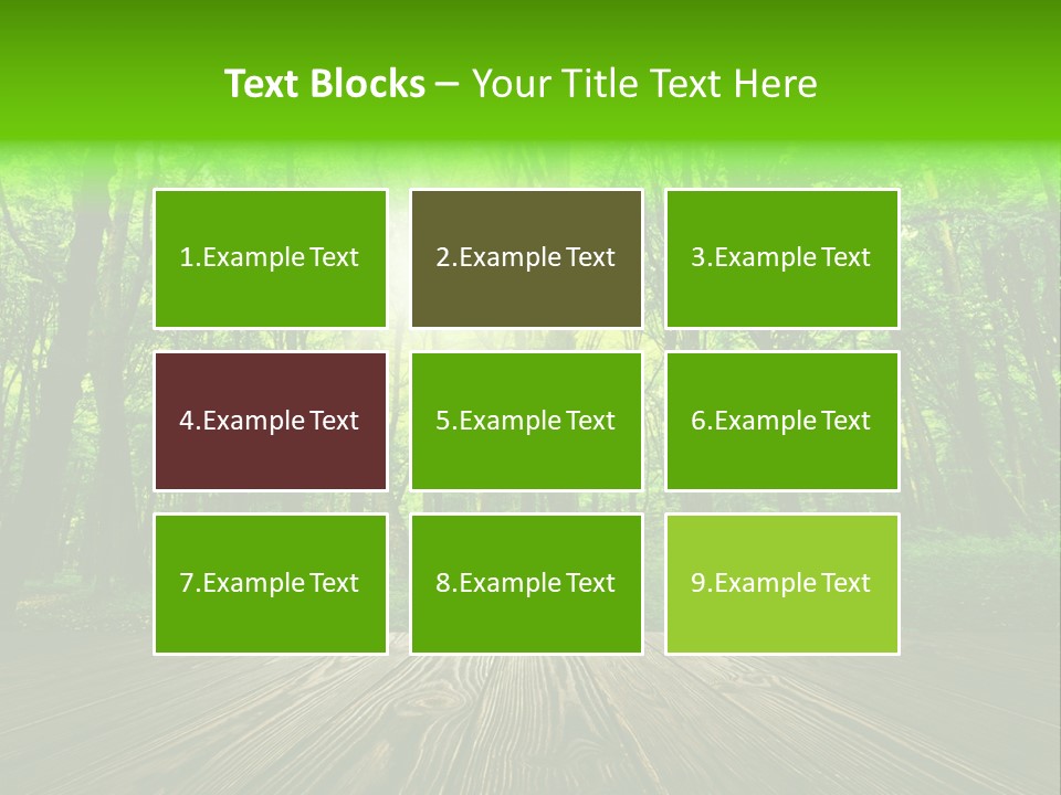 A Wooden Deck In A Forest With The Sun Shining Through The Trees PowerPoint Template
