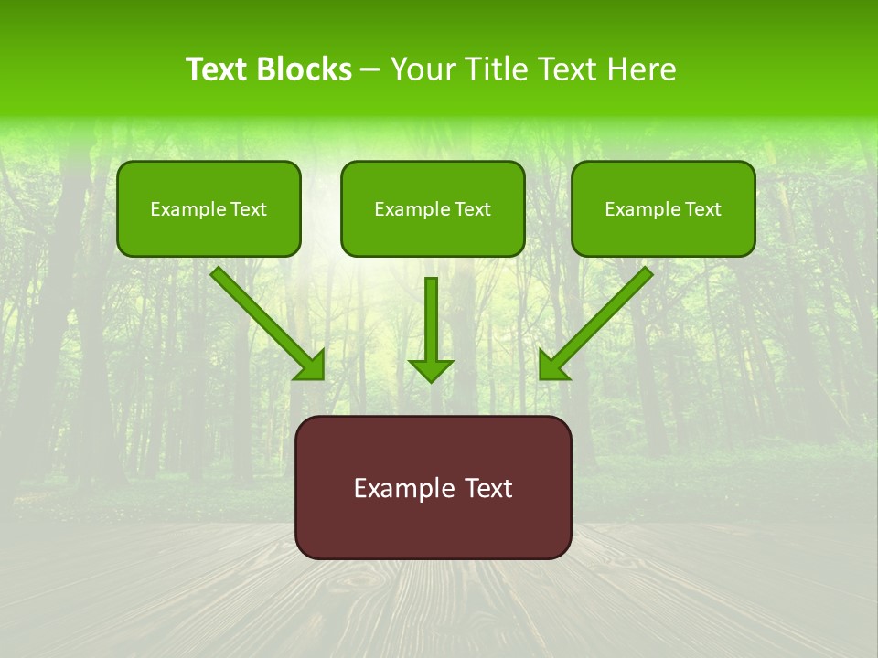 A Wooden Deck In A Forest With The Sun Shining Through The Trees PowerPoint Template