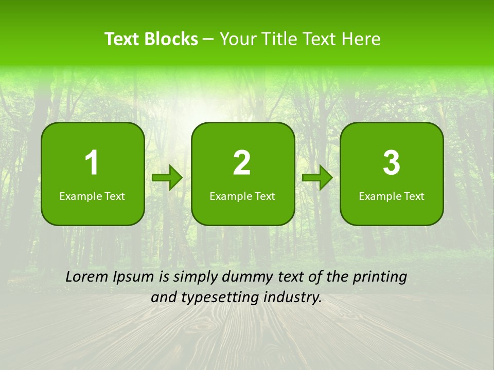A Wooden Deck In A Forest With The Sun Shining Through The Trees PowerPoint Template