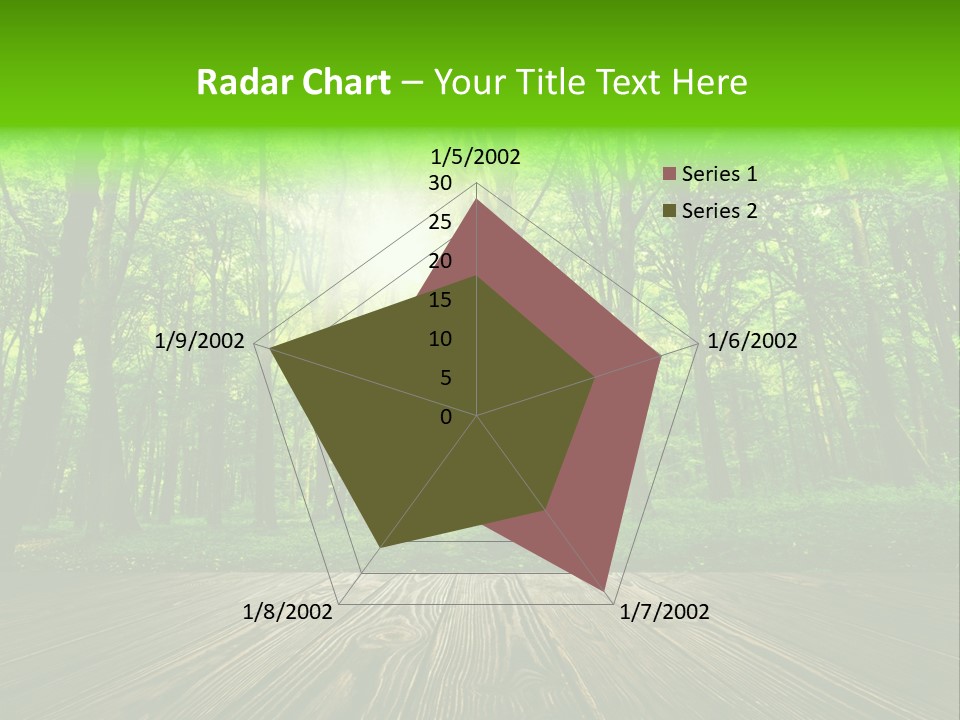 A Wooden Deck In A Forest With The Sun Shining Through The Trees PowerPoint Template