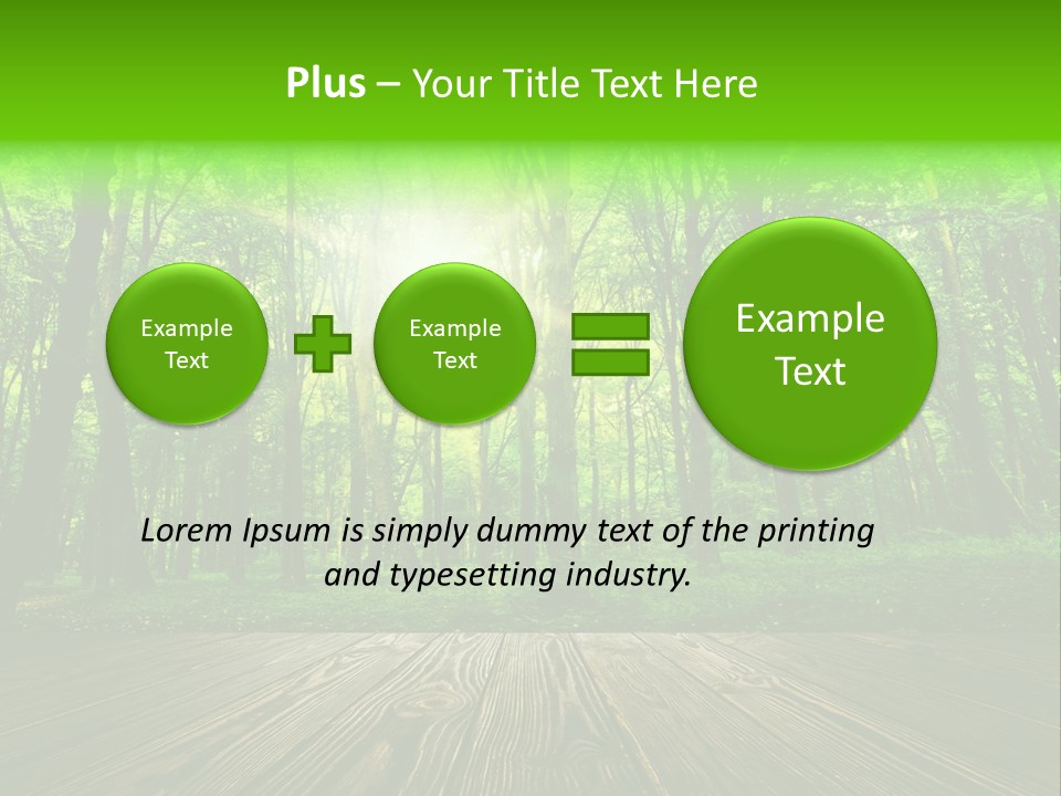 A Wooden Deck In A Forest With The Sun Shining Through The Trees PowerPoint Template