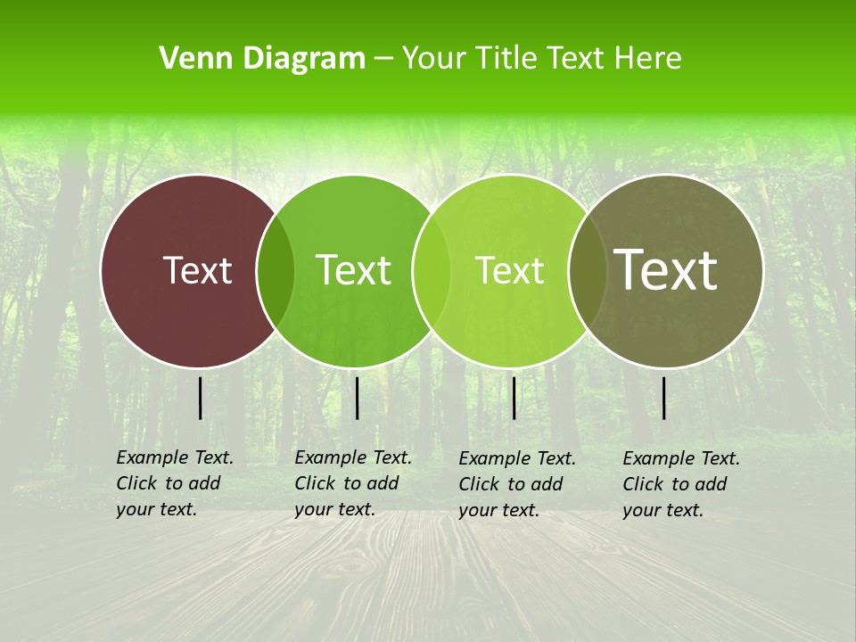 A Wooden Deck In A Forest With The Sun Shining Through The Trees PowerPoint Template