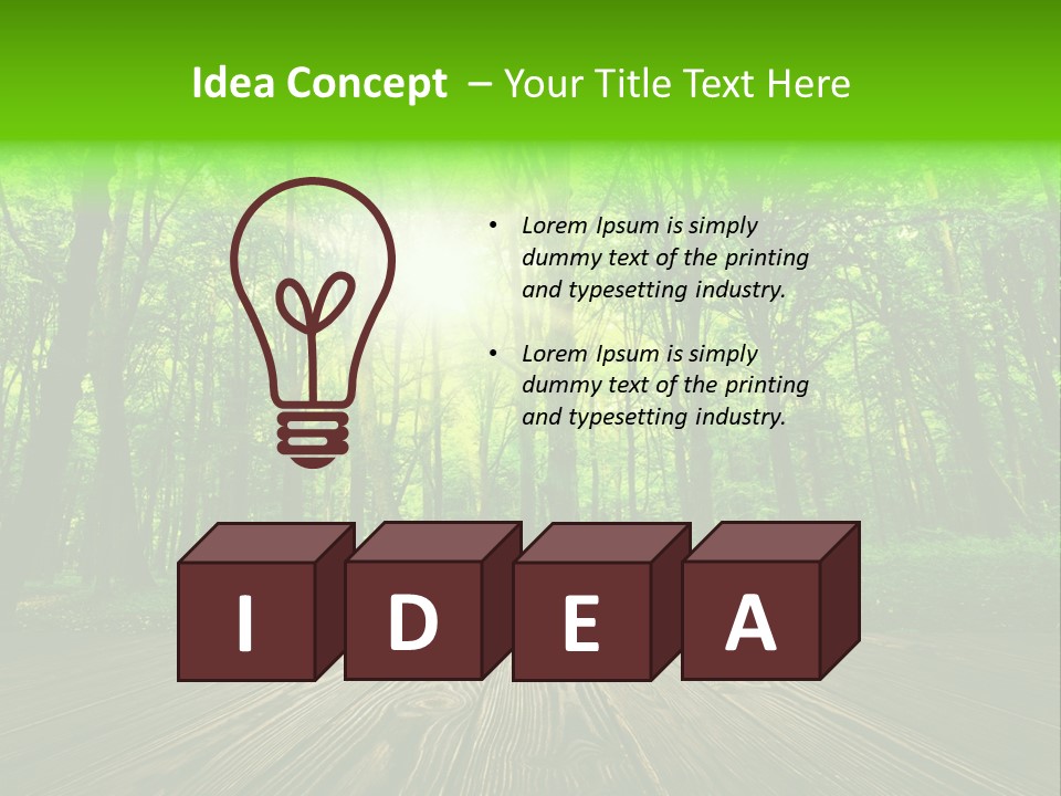 A Wooden Deck In A Forest With The Sun Shining Through The Trees PowerPoint Template