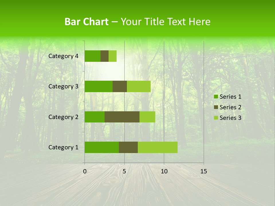 A Wooden Deck In A Forest With The Sun Shining Through The Trees PowerPoint Template