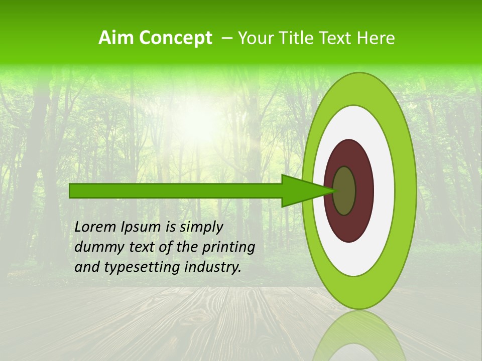 A Wooden Deck In A Forest With The Sun Shining Through The Trees PowerPoint Template