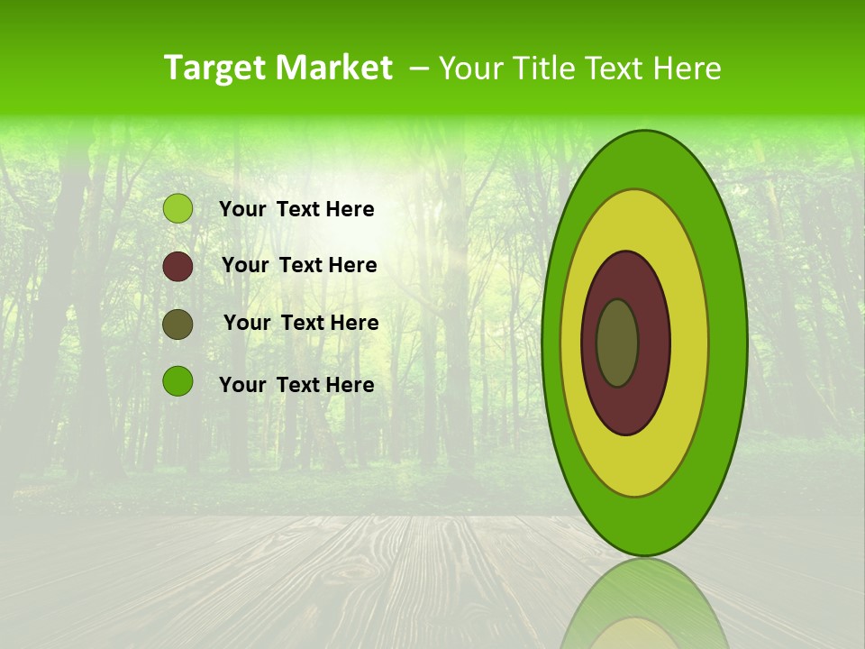 A Wooden Deck In A Forest With The Sun Shining Through The Trees PowerPoint Template