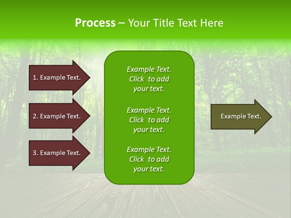 A Wooden Deck In A Forest With The Sun Shining Through The Trees PowerPoint Template