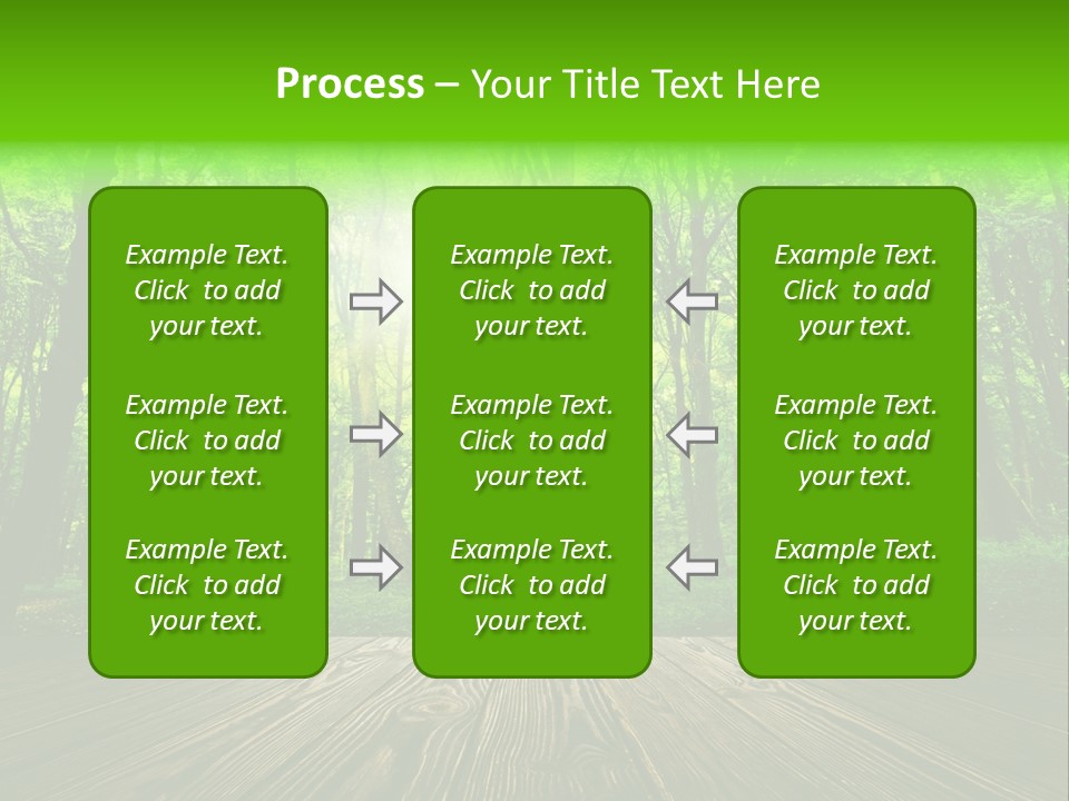 A Wooden Deck In A Forest With The Sun Shining Through The Trees PowerPoint Template