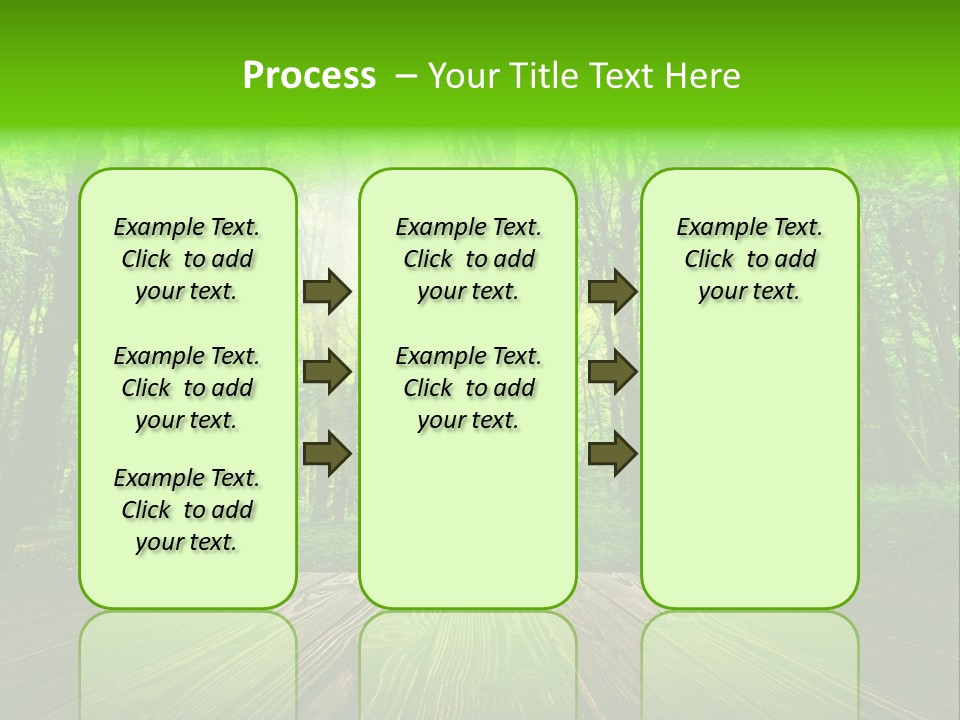 A Wooden Deck In A Forest With The Sun Shining Through The Trees PowerPoint Template