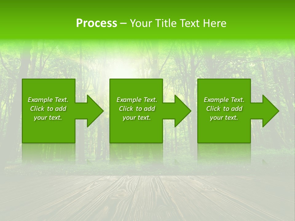 A Wooden Deck In A Forest With The Sun Shining Through The Trees PowerPoint Template
