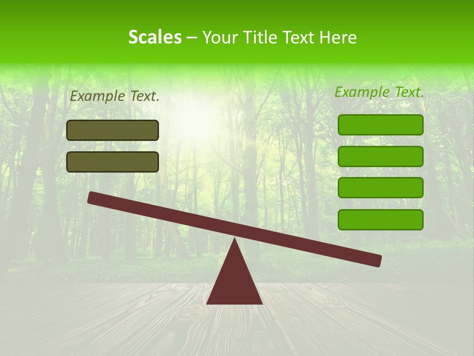 A Wooden Deck In A Forest With The Sun Shining Through The Trees PowerPoint Template